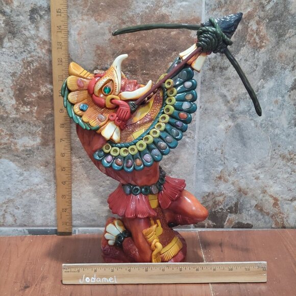 Aztec Eagle Warrior Bow and Arrow Mexican Stone Sculpture - Picture 9 of 12